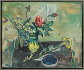 Ubekendt kunstner. Opstilling med blomster, 1945.