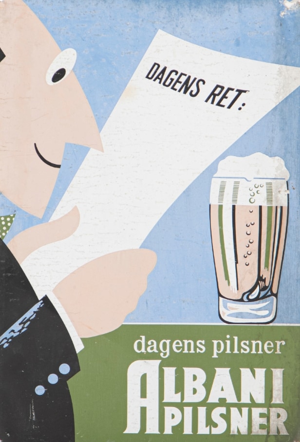 Advertising sign for 'Albani' lager