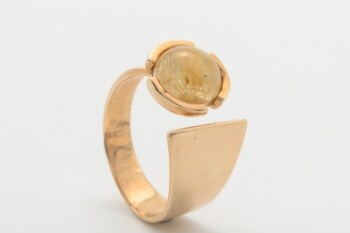 Ring med Rutil Quarts, 8 kt. guld, str. 52