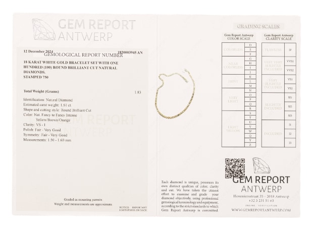 Brillant tennisarmbånd ca 1.61 ct af 18 kt hvidguld