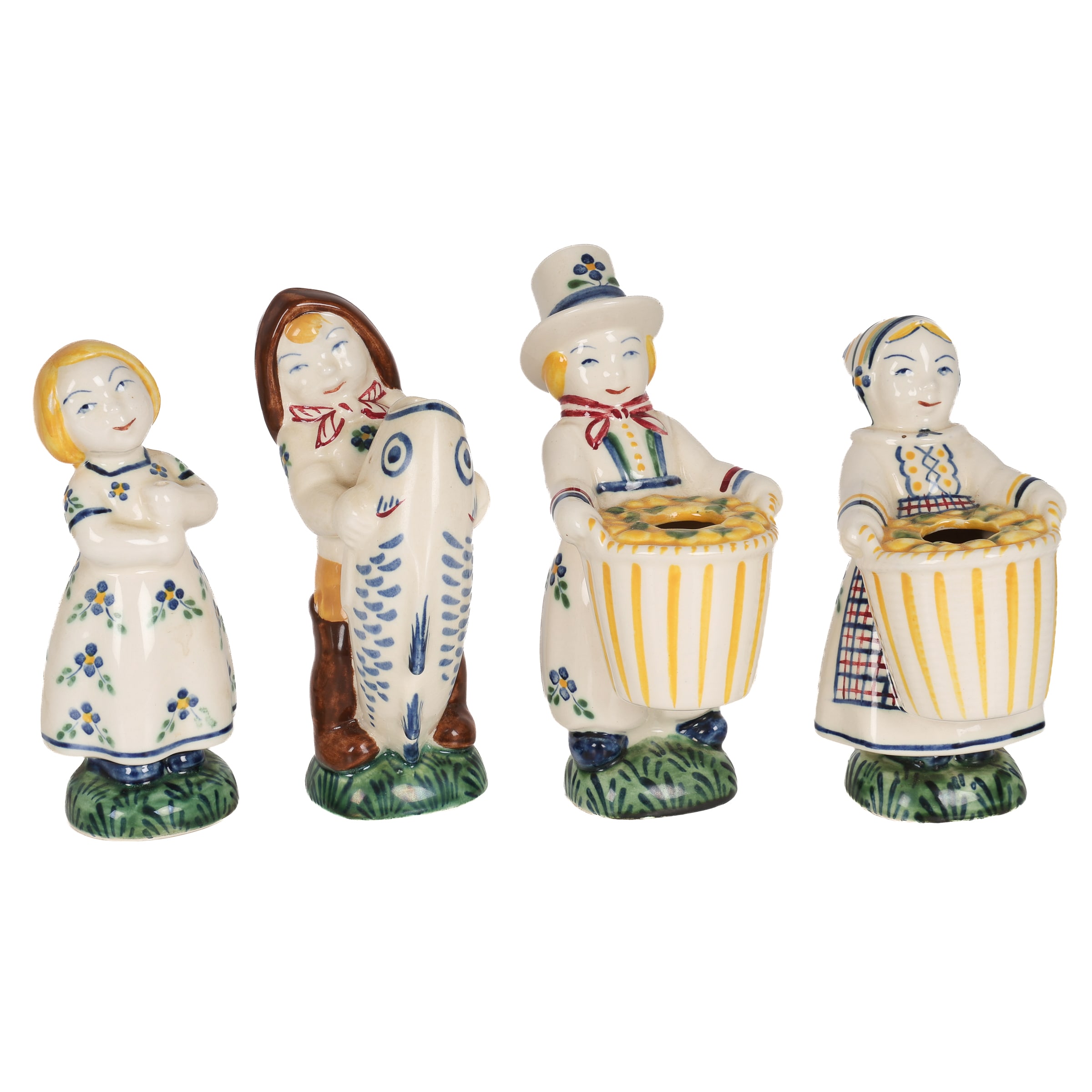 Aluminia: Four children's aid day figurines made of faience. (4)