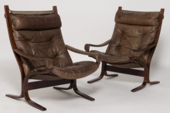 Ingmar Relling. Højrygget lænestole af bøgetræ, model Siesta (2)