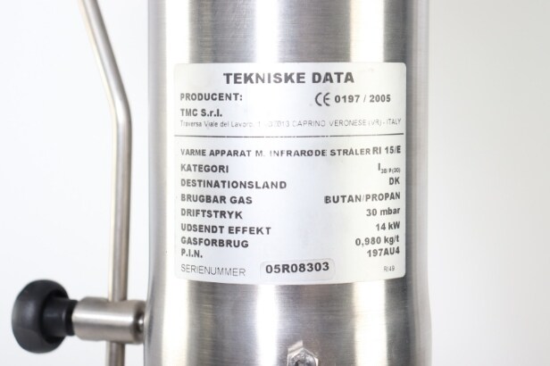 Terasse varmer rustfrit stål til gas, Højde 235