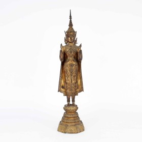 Buddha figure standing on throne, Thailand. 20. Year