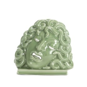 Hans Henrik Hansen for Royal Copenhagen. Medusa hoved af celadon glaseret porcelæn