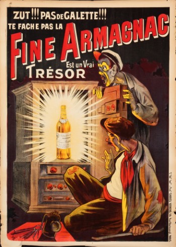 Eugène Ogé. Fransk plakat, Fine Armagnac est un vrai trésor, ca. 1902