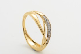 Ring med diamanter af 14 kt. guld, str. 56