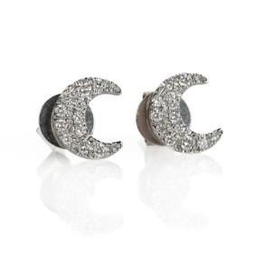 A pair of 'Petite moon' diamond earrings of 18 kt. white gold, approx. 0.13 ct. (2)