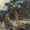 Johannes Andersen. Landskab m/ to personer m.m. (2)