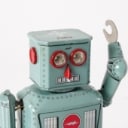 Ha Ha Toy. Robot Piston Action. Batteridrevet Robot samt Lantern Robot og 4 stk. Japanske Robot Låg / topemballage og 3 Danske Filmprogrammer (9)