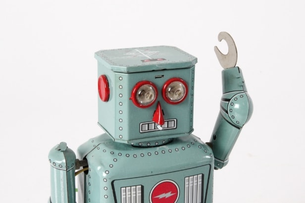 Ha Ha Toy. Robot Piston Action. Batteridrevet Robot samt Lantern Robot og 4 stk. Japanske Robot Låg / topemballage og 3 Danske Filmprogrammer (9)