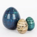Three ceramic eggs with light, green and blue glaze (3)