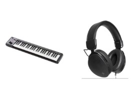 Roland A-49 Black keyboard and Stagg SHP-5000H studio headphones (2)