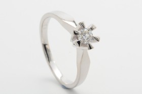 Solitaire ring med brillant på ca. 0.25 ct. 14 kt. hvidguld, str. 58