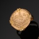 Vintage guldring af 18 kt. guld prydet med tyrkisk mønt