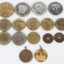 Samling mønter: Tysk guld-dukat, Langen Hessen, DK Jubilæumsmønter, Medaljon Chr, Ix mfl. (16)