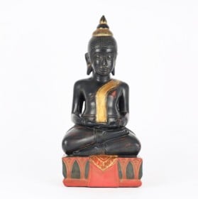 Buddhafigur af udskåret og bemalet træ - 1900-tallet