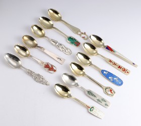 A. Michelsen et al. A collection of gilt sterling silver Christmas spoons, mostly 1940s-50s (12)