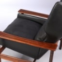 Sven Ivar Dysthe. High-back armchairs with ottoman in rosewood, rarely offered at auction (2)
