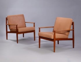 Grete Jalk. Et par lænestole, model 118, teak. (2)