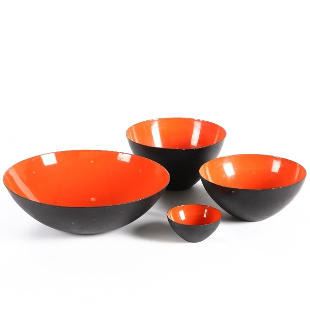 Herbert Krenchel. Samling på 4 Krenit skåle, orange. (4)