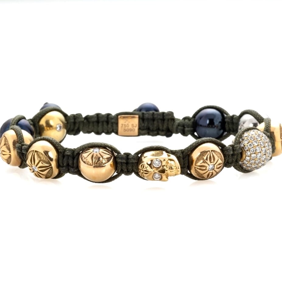 Shamballa jewels, 10 mm. armbånd af 18 kt. guld og diamanter | Lauritz.com