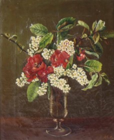 Amelie Hartvig: Blomstermaleri, olie på lærred - 1891