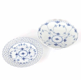 Royal Copenhagen, Musselmalet: Full lace bowl and dish with double lace (2)