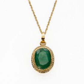 Emerald and brilliant pendant with necklace of 14 kt