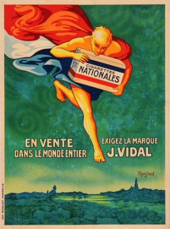 Fransk plakat, Cigarettes Nationales, omkr. 1930.