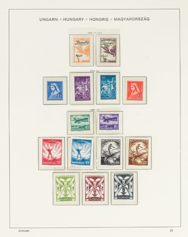 LOT 62. HUNGARY. 1871-1999. Very nice and well-stocked unused/mint collection in 6 Schaubek albums