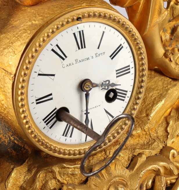 Phillippe H. Mourey. French mantel clock with glass dome, last quarter of the 19th century