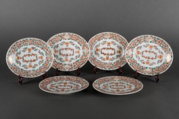 Seks ovale kinesiske tallerkener(6)