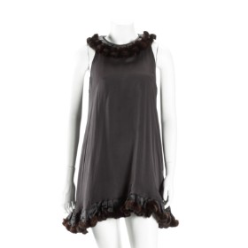 7148 - Kopenhagen Fur. Dress with mink collar and bottom. size 32/34