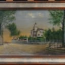 A. Lund. Hvidøre Slot, Strandvejen, Klampenborg, olie på lærred, ca. 1910/20erne
