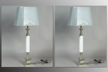 Bordlamper, model Marala, hvid med otte-kantet skærm (2)
