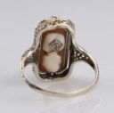 Vintage vende-ring i 14 kt. guld med ametyst / camé og små diamanter