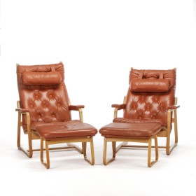 Ditte & Adrian Heath. Pair of armchairs with matching stools. (2+2)