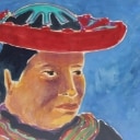 Gorm Eriksen (1940-2022): Portrait of Peruvians, watercolor on paper (cd)