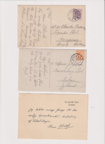 ROYAL. Prins Knud, 2 postkort samt et takkekort fra prins Knud.