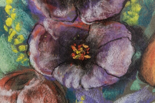 Niels Peter Bolt cd. Opstillinger med blomster samt portræt, pastel (3)