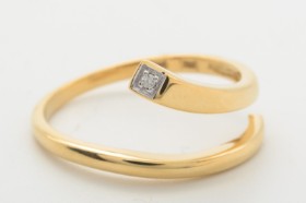 Ring with brilliant-cut approx. 0.005 ct. 14 kt. gold, size 56