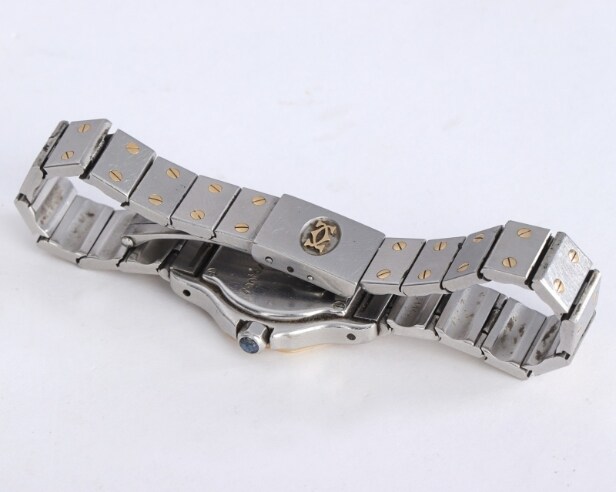 Cartier. 'Santos Octagon' damearmbåndsur af 18 kt. guld og stål