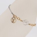 Louis Vuitton. Two-tone metal bracelet with logo pendant