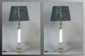 Bordlamper, model Marala, hvid med otte-kantet skærm (2)