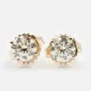 Pair of natural brilliant earrings in 14 kt gold, 1.00 ct. (2)