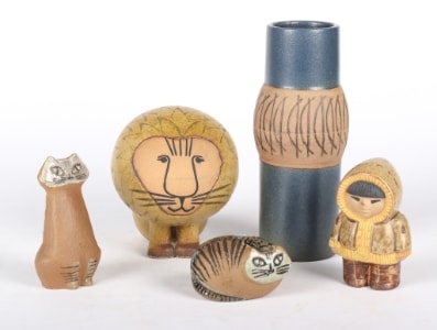 Lisa Larson for Gustavsberg. Figures and vase of glazed stoneware