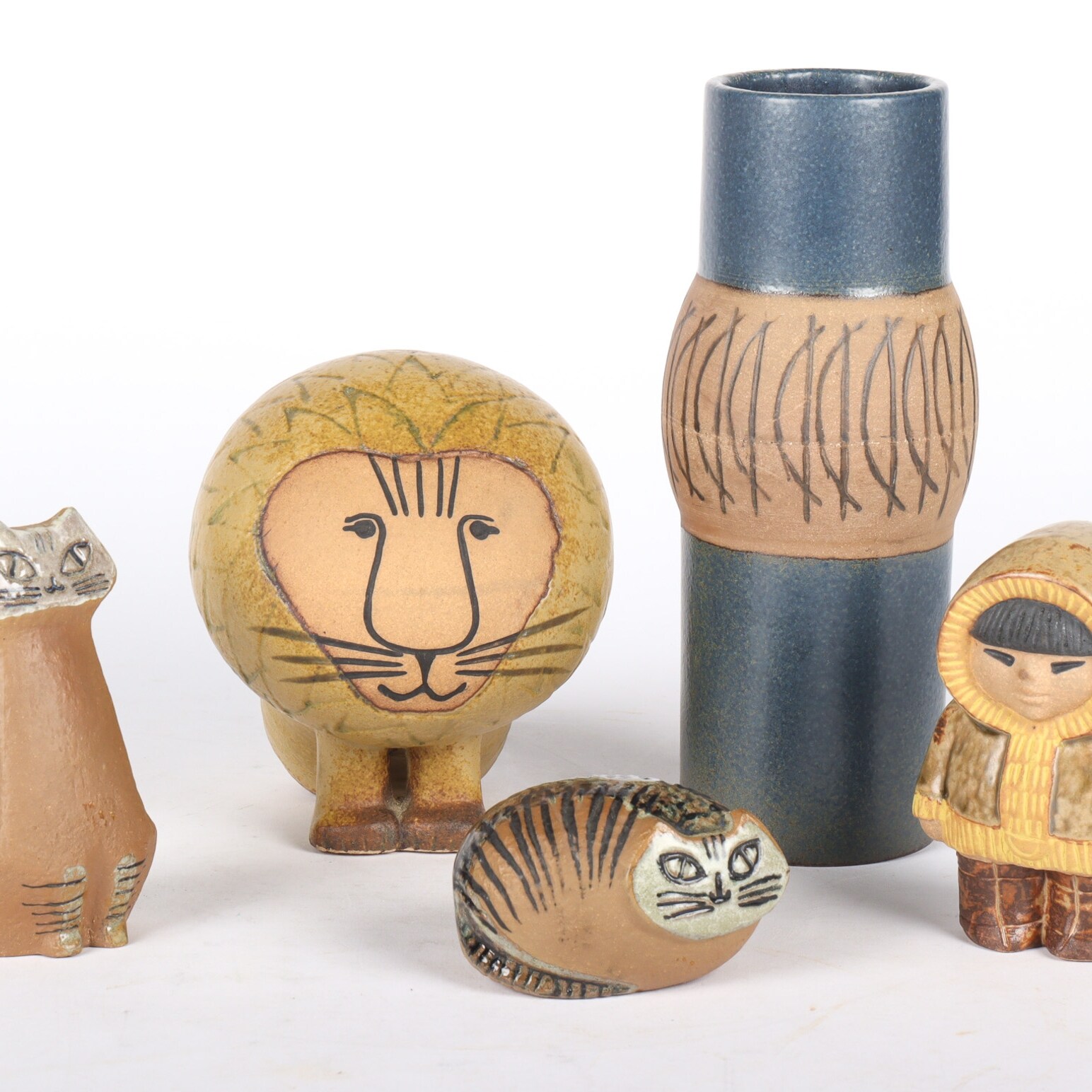 Lisa Larson for Gustavsberg. Figures and vase of glazed stoneware