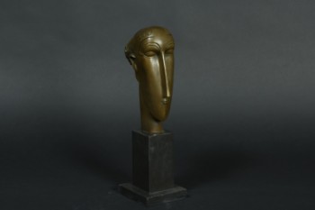 Bronzeskulptur, kvinde ansigt