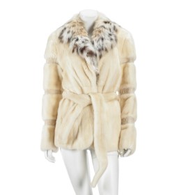 7159 - Kopenhagen Fur. Jacket with mink and fox collar. size 34